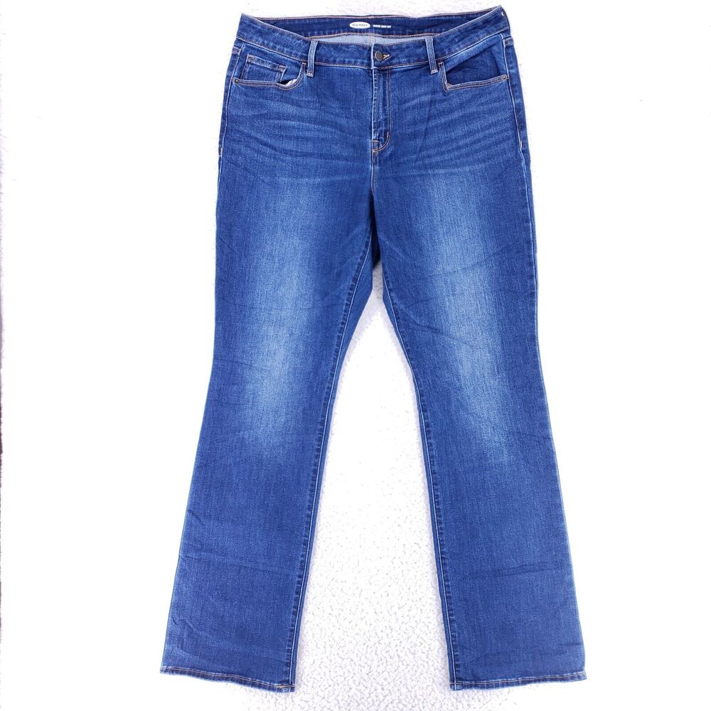 Old Navy Jeans Denim Cotton Womens SZ 16 Blue Straight Stretch VTG Mid Rise Boot